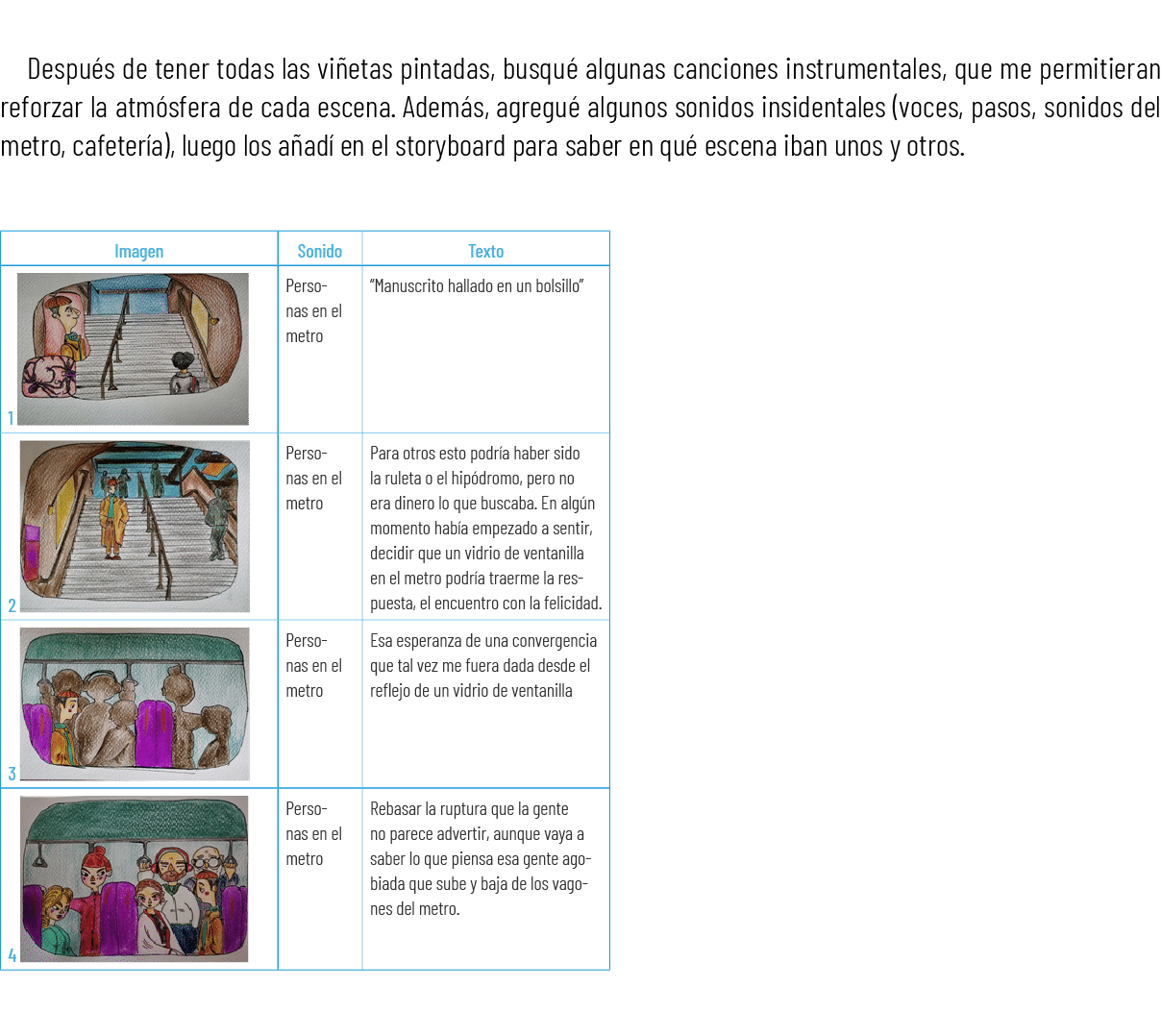  Despu s de tener todas las vi etas pintadas, busqu algunas canciones instrumentales, que me permitieran reforzar la...