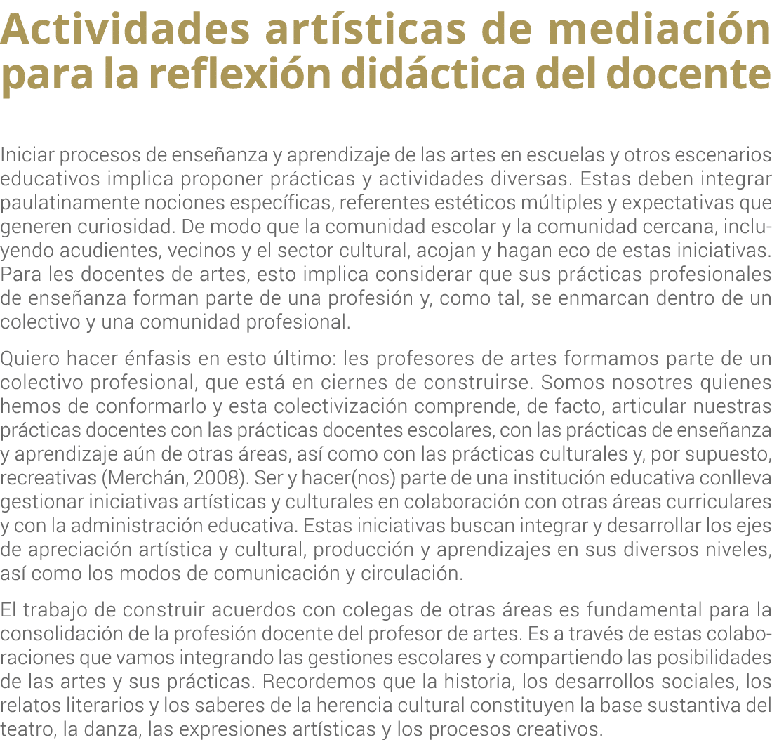 Actividades art sticas de mediaci n para la reflexi n did ctica del docente Iniciar procesos de ense anza y aprendiza...